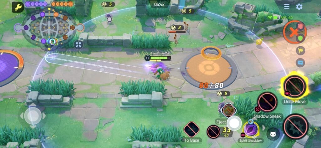 Decidueye standing centre lane readying spirit shackle, demonstrating the increase in camera visibility.